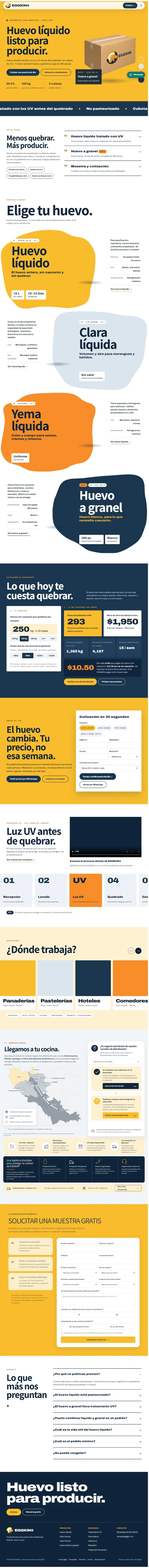Sitio web de Eggkin, huevo líquido para negocios