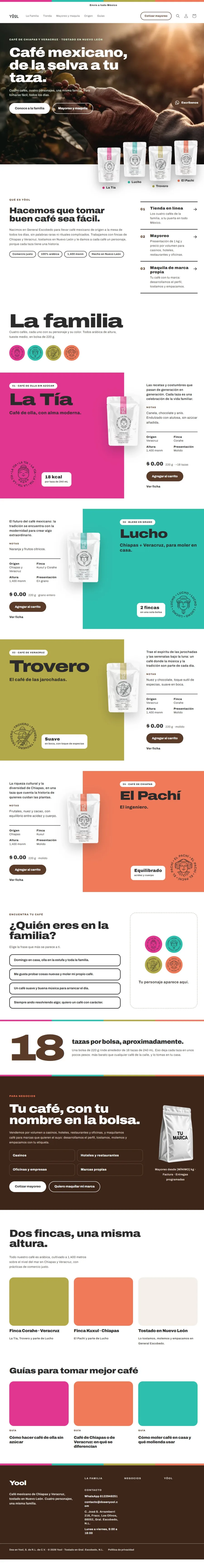 Sitio web de Yôol, tienda en línea de café mexicano